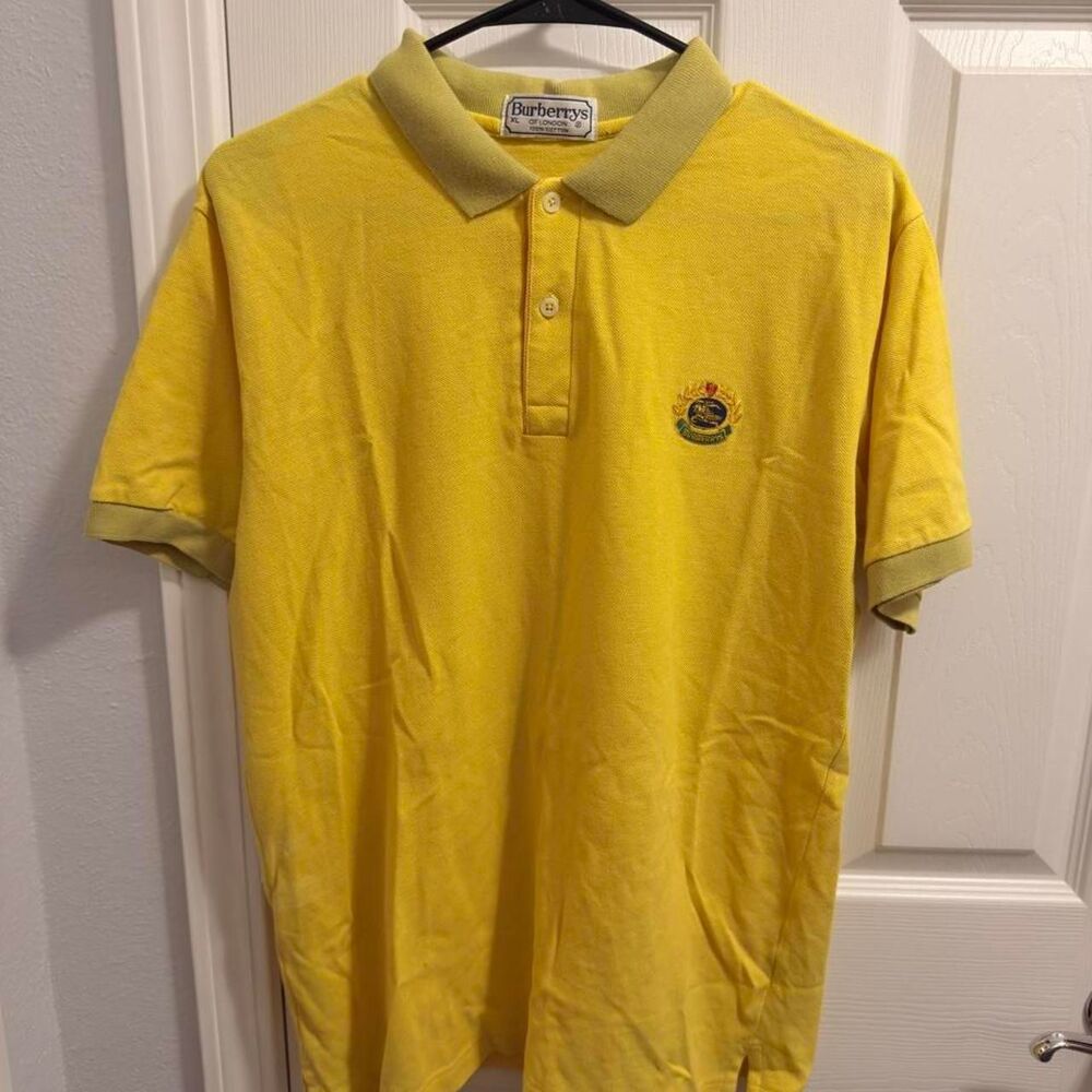(1988-1994) Burberrys Crest Polo - Pastel Yellow - XL